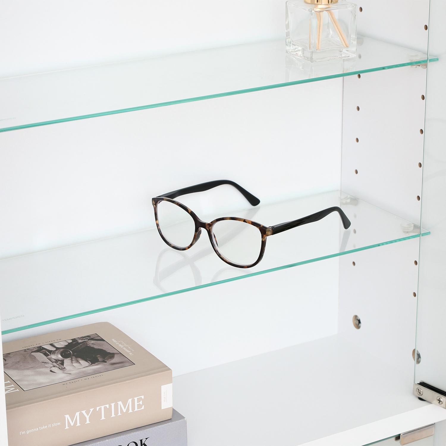 グッズ収納 強化ガラス薄型ディスプレイケース高さ180センチ白色