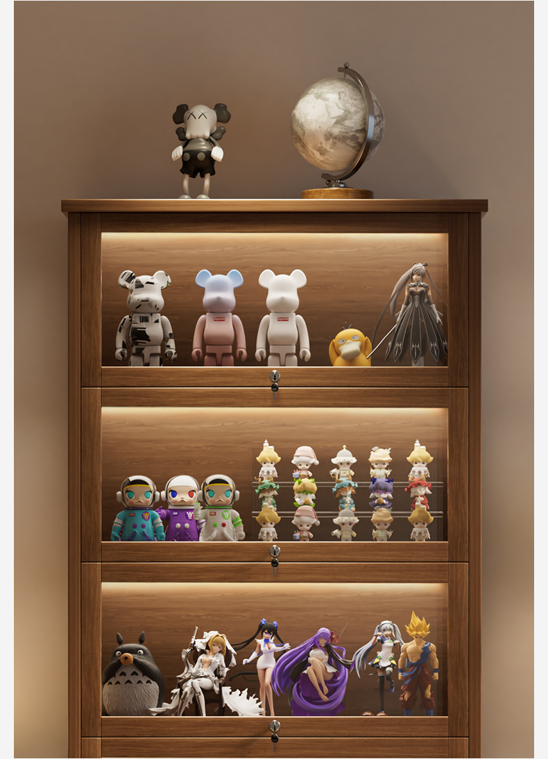 グッズ収納 木製フィギュア収納キャビネット