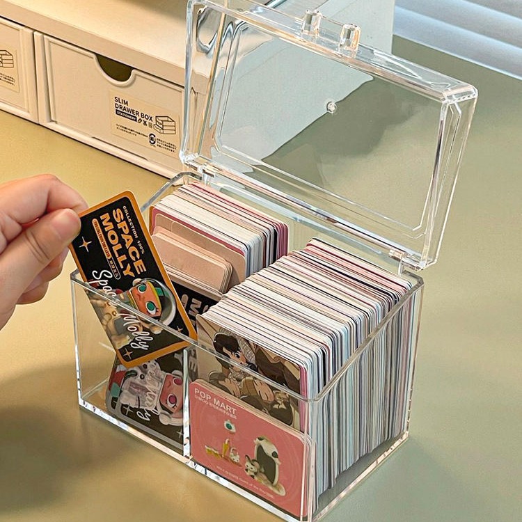 グッズ収納推し活 透明仕切り付きトレーディングカード整理保管箱