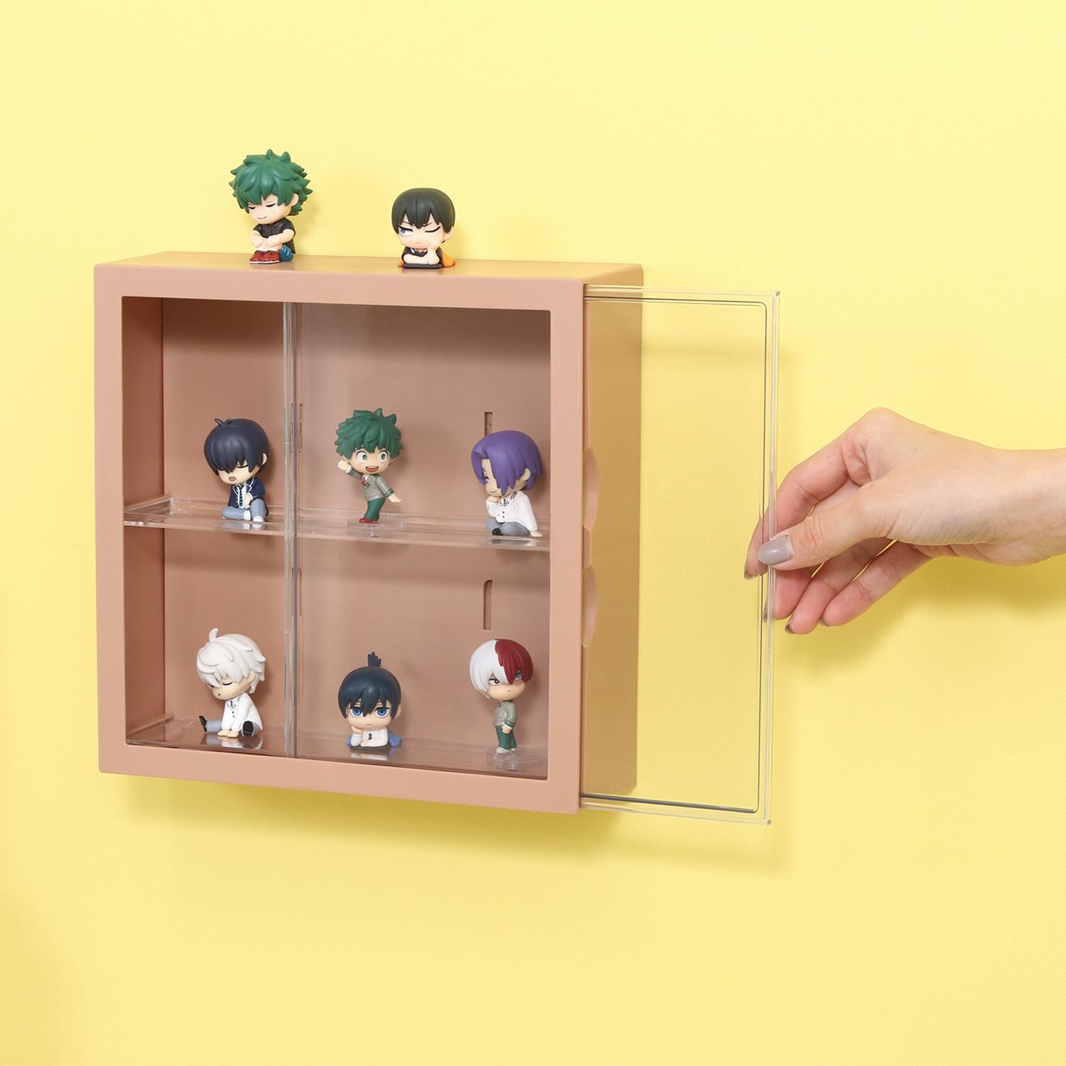 グッズ収納 壁掛け コレクション ディスプレイケース  茶色