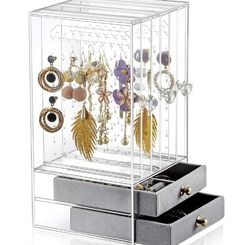 グッズ収納キーホルダー 収納 透明アクリル扉付き引き出し付きアクセサリー整理ボックス