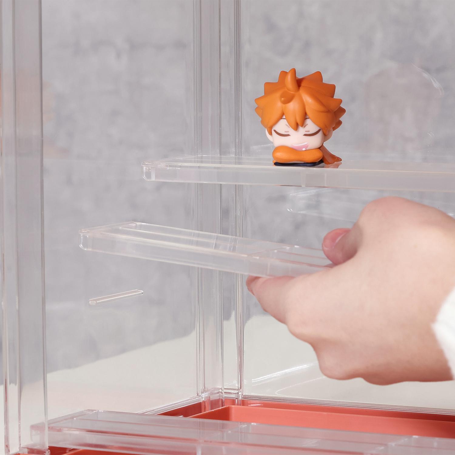 グッズ収納 ディスプレイケース ひな桃色三段棚付きディスプレイケース