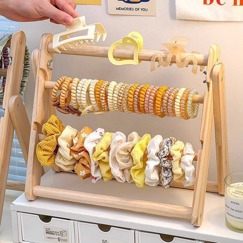 グッズ収納 木製二段式　カチューシャ収納