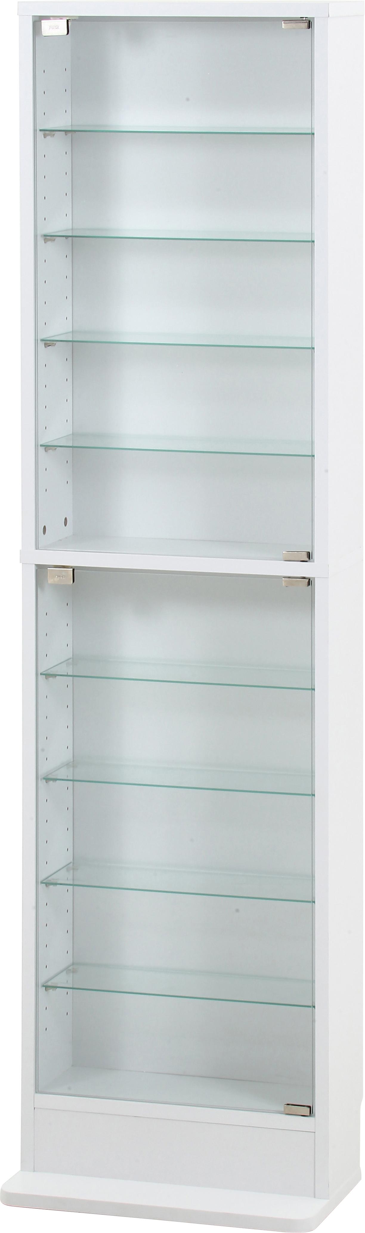 グッズ収納 強化ガラス薄型ディスプレイケース高さ180センチ白色