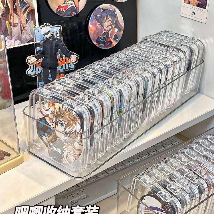 グッズ収納 透明缶バッジ収納ケース付きトレイセット 缶 バッジ収納