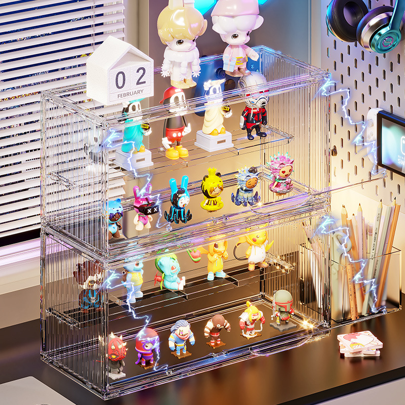 グッズ収納 多段式透明アクリル製フィギュア展示棚