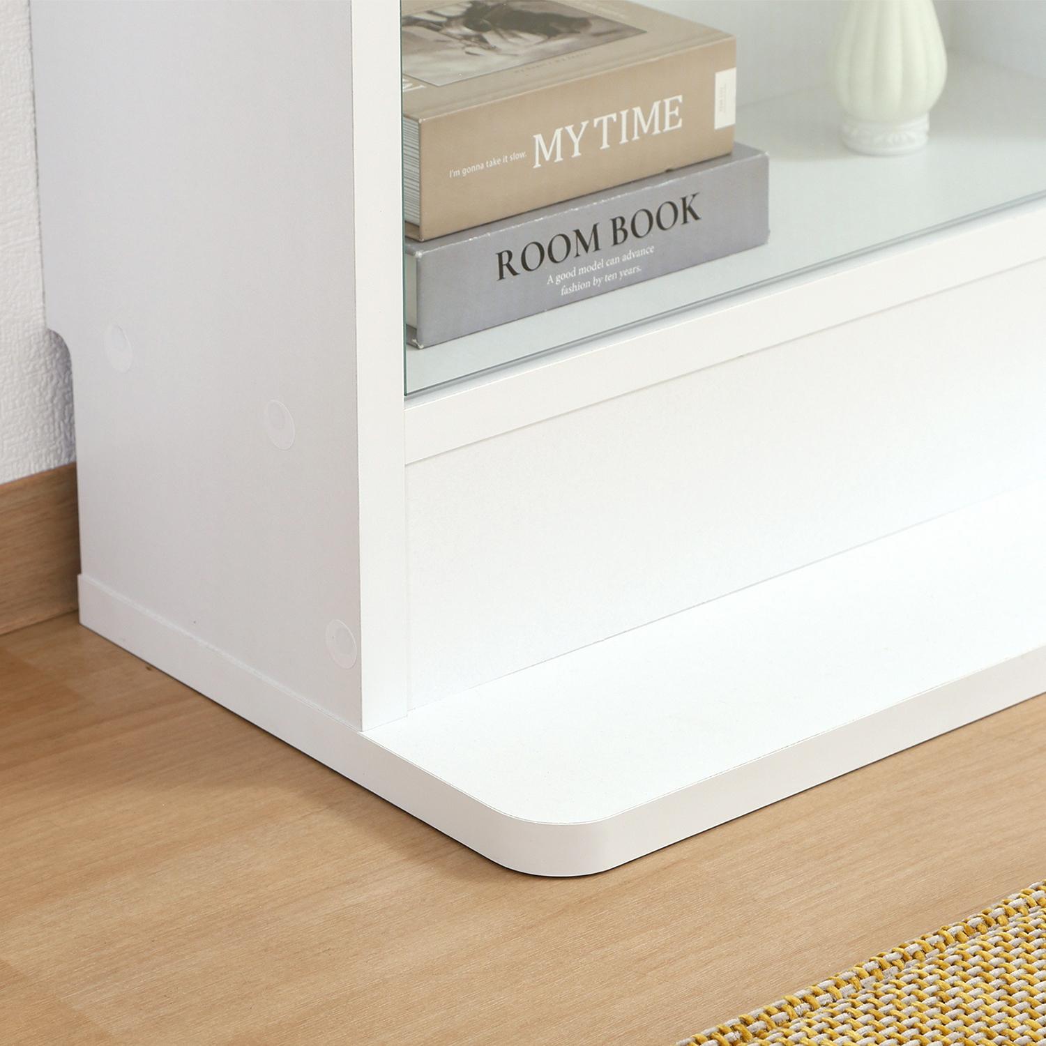 グッズ収納 強化ガラス薄型ディスプレイケース高さ180センチ白色