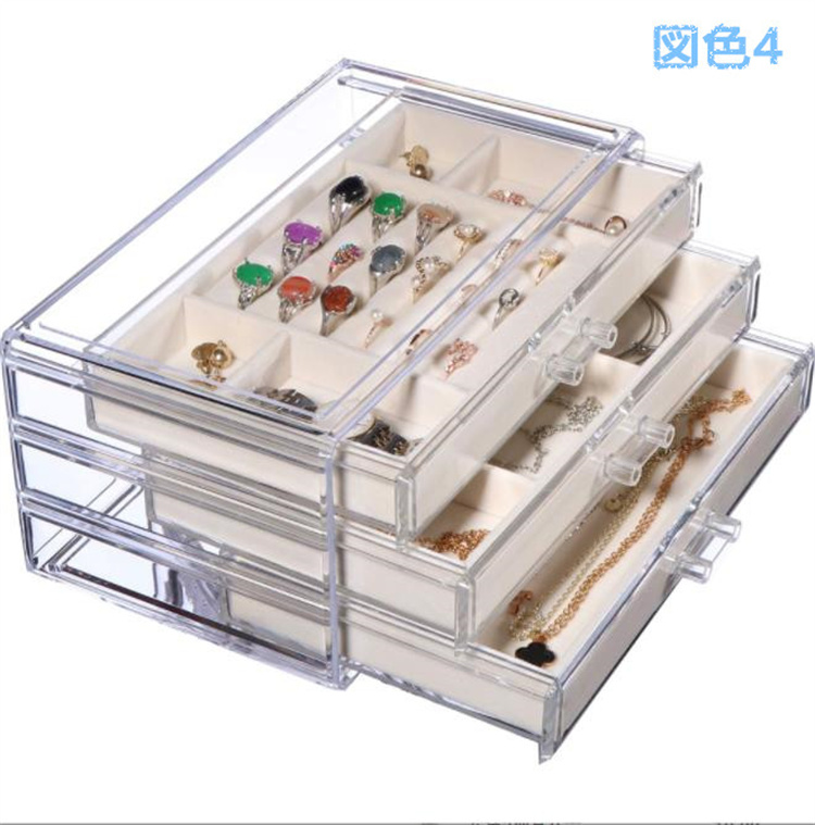 グッズ収納 二段引き出し式透明アクセサリー収納ディスプレイケース