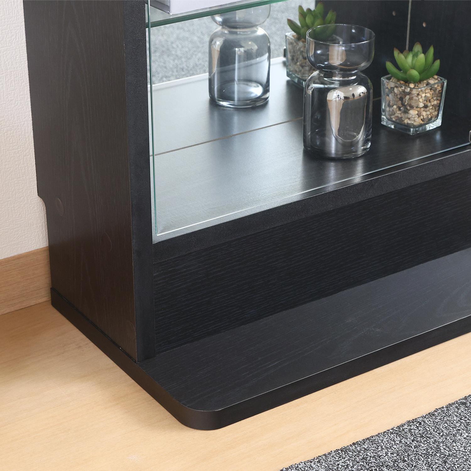 グッズ収納 薄型ハイタイプ背面鏡付きディスプレイケース黒