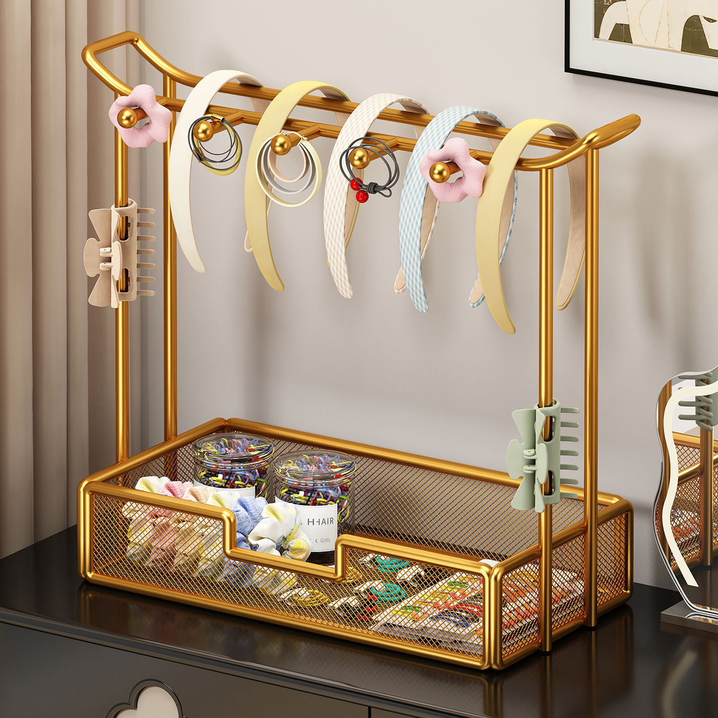 グッズ収納 多機能ヘアアクセサリー収納ラック引き出し付き