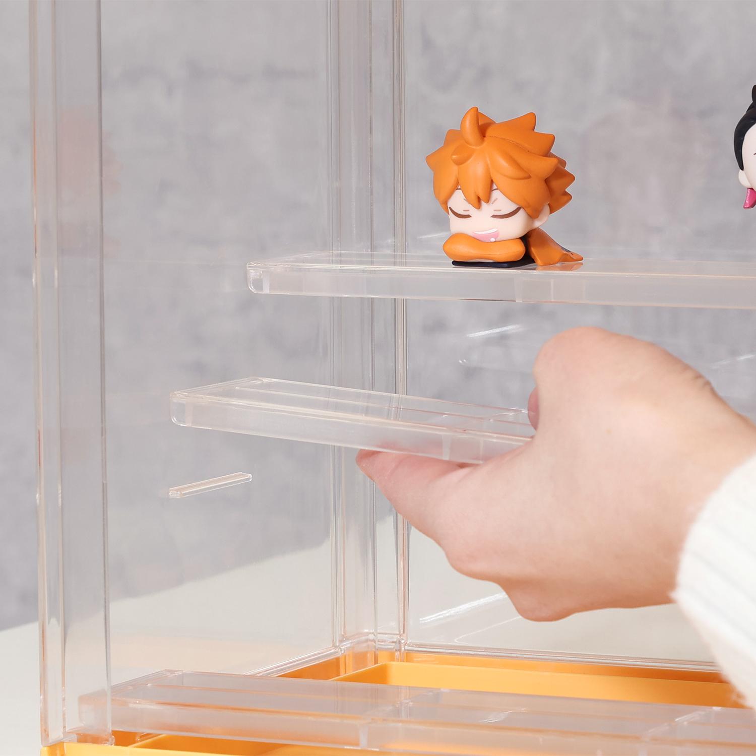 グッズ収納 ディスプレイケース ひな段式コレクションケース ディスプレイケース 黄色