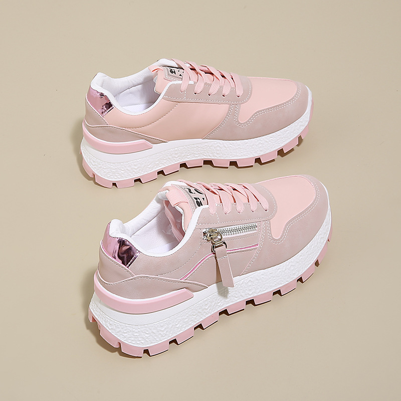 スーツスニーカー サイドジッパー厚底スニーカー
