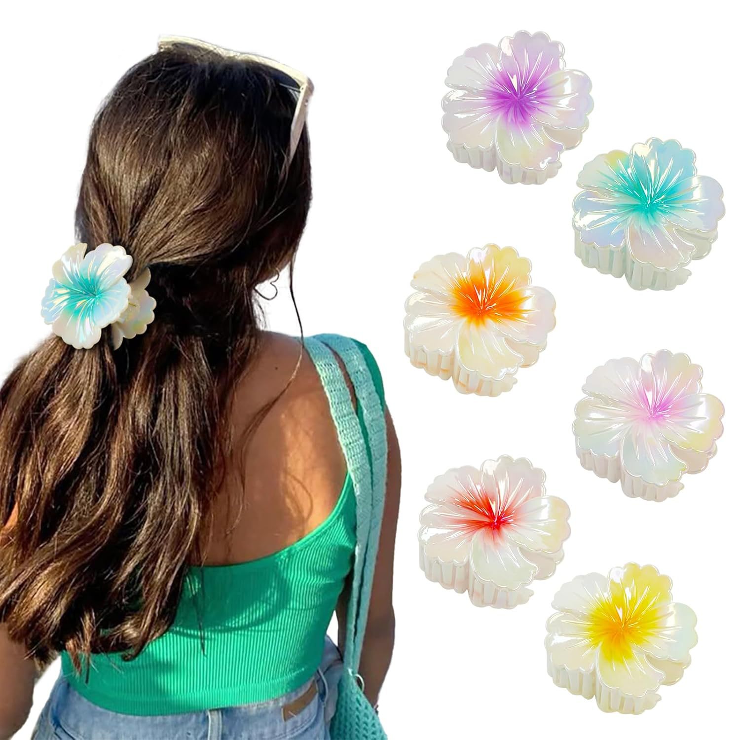 ハワイアン雑貨 花びら型キラキラヘアクリップ
