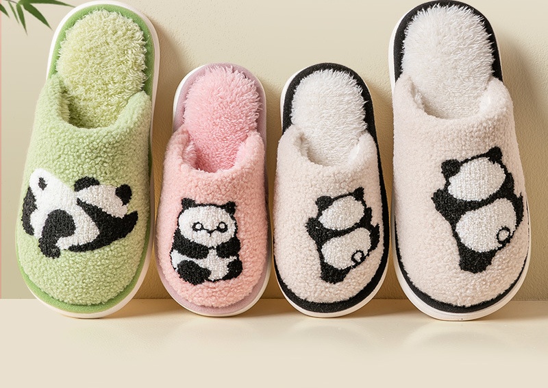 パンダ柄ふわふわルームスリッパ防寒