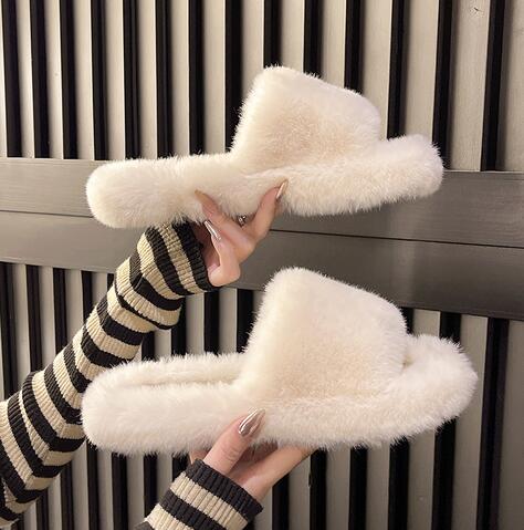 ふわふわファー素材スリッパ韓国風ルームシューズ