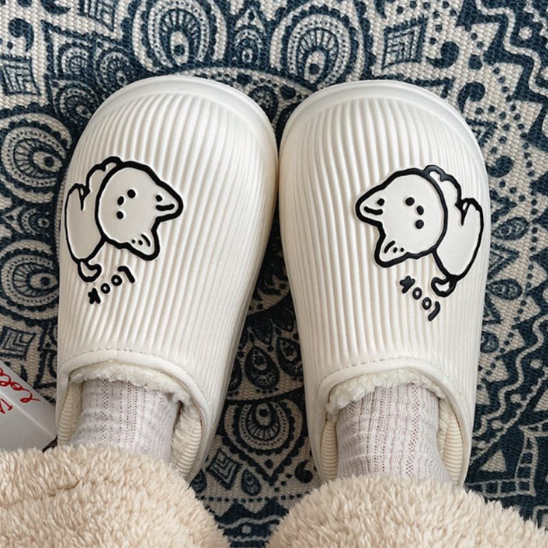 冬用ふわふわ裏起毛猫柄スリッパ室内履き