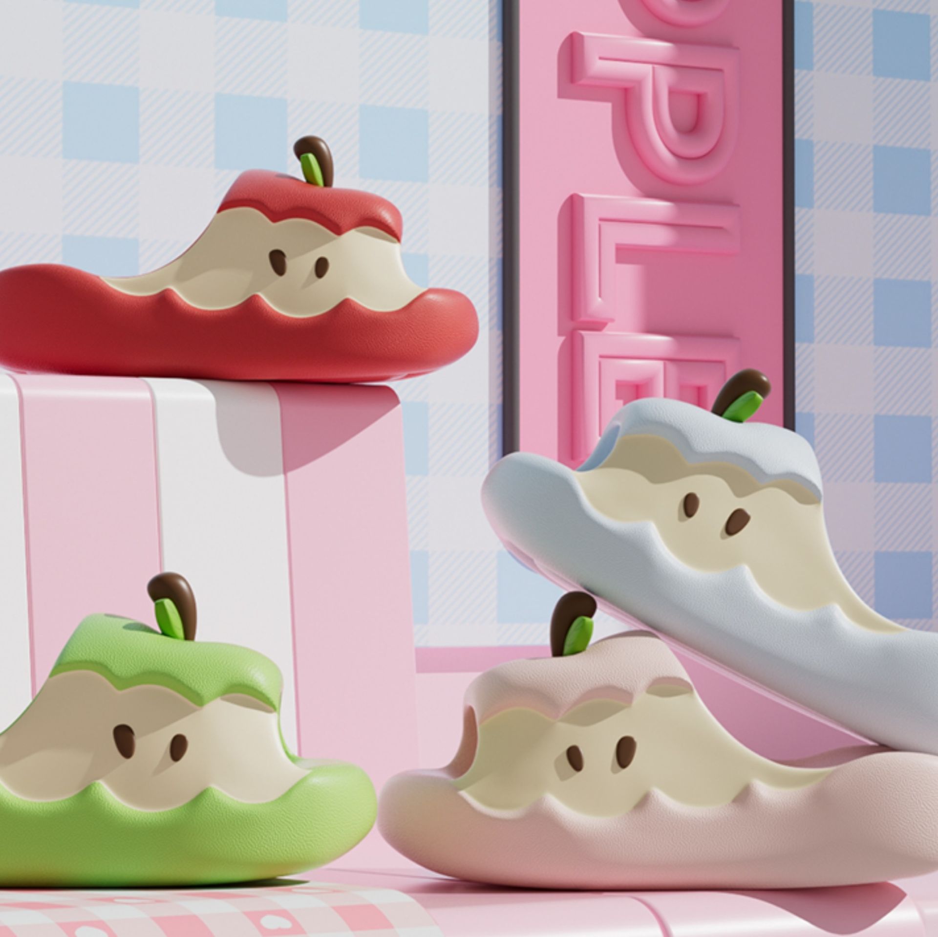スリッパ かじりんごの携帯スリッパ