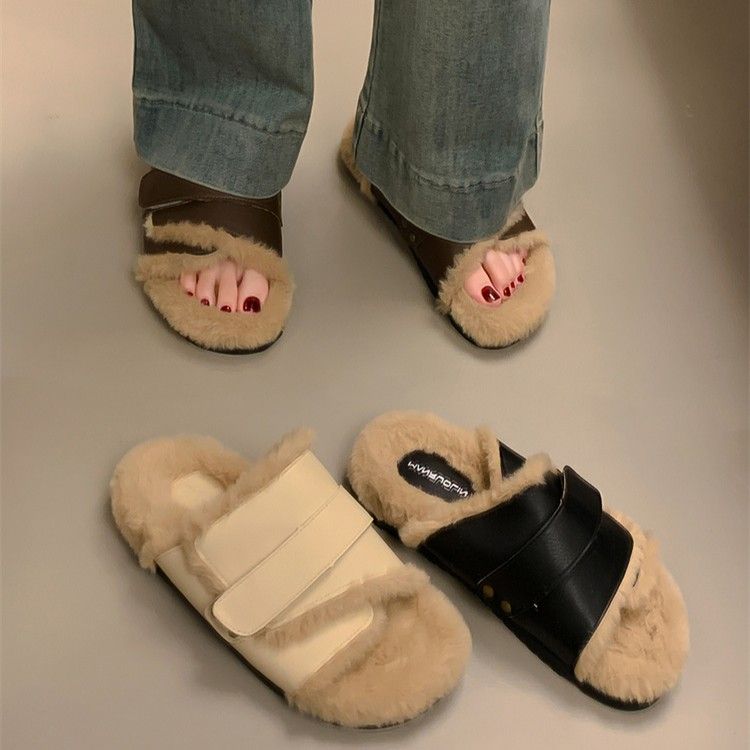 暖かい厚底毛羽立ちスリッパ滑り止め付き秋冬