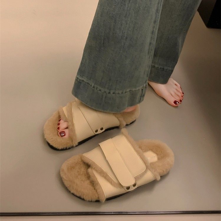 暖かい厚底毛羽立ちスリッパ滑り止め付き秋冬