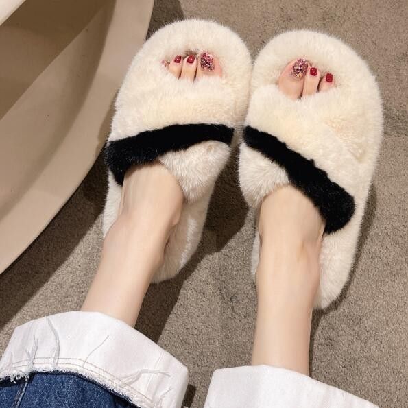 暖かいふわふわ厚底保温スリッパ レディース冬用