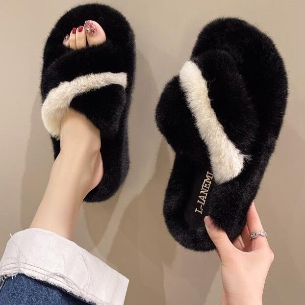 暖かいふわふわ厚底保温スリッパ レディース冬用