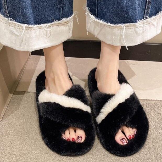 暖かいふわふわ厚底保温スリッパ レディース冬用