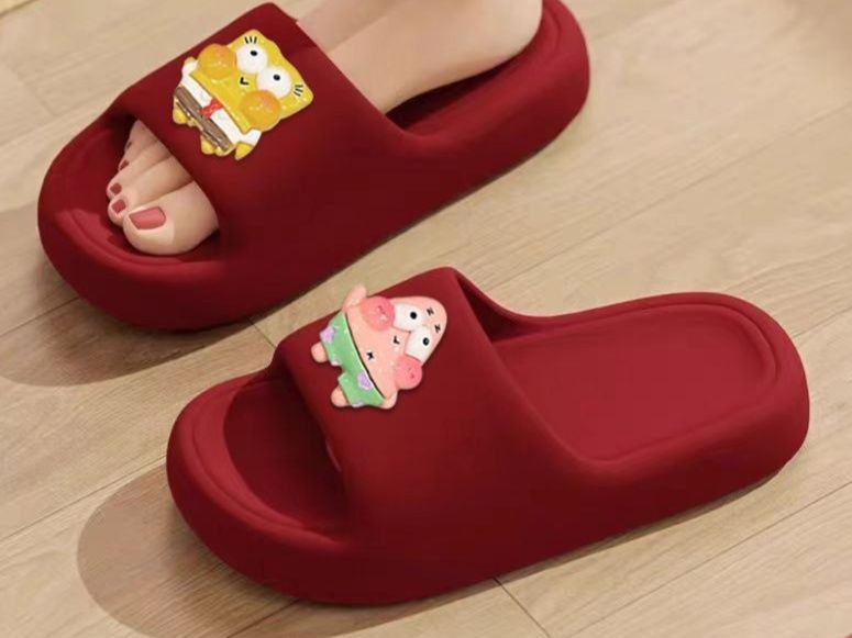 スリッパ 可愛い動物ワッペン付き厚底洗えるスリッパ