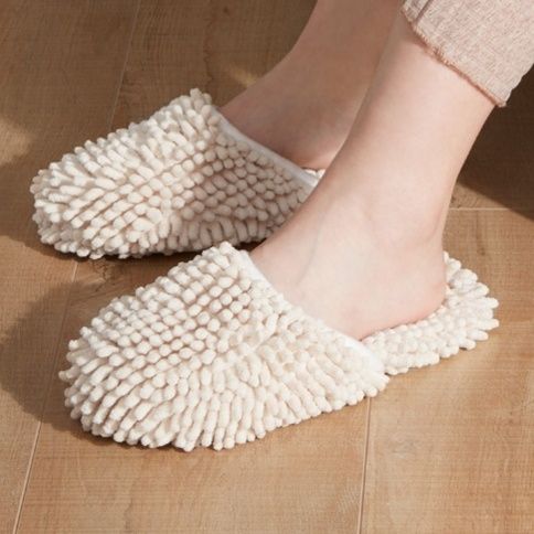 スリッパ ふわふわ床拭きモップスリッパ シェニール素材