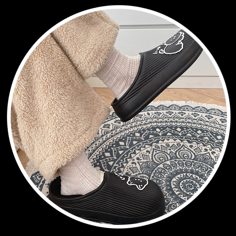 冬用ふわふわ裏起毛猫柄スリッパ室内履き