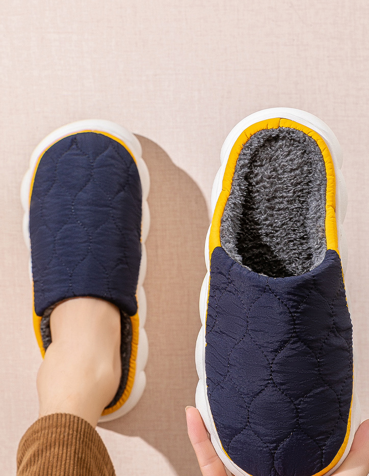 男女兼用ダイヤ柄裏起毛スリッパもこもこ暖か室内履き