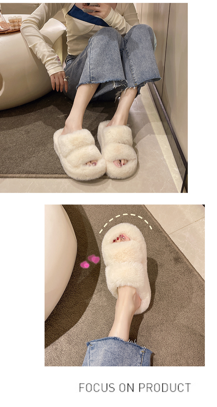 ふわふわ毛足の長いファースリッパ室内履き