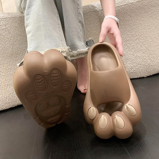 猫の肉球デザインオープントゥマッサージスリッパ