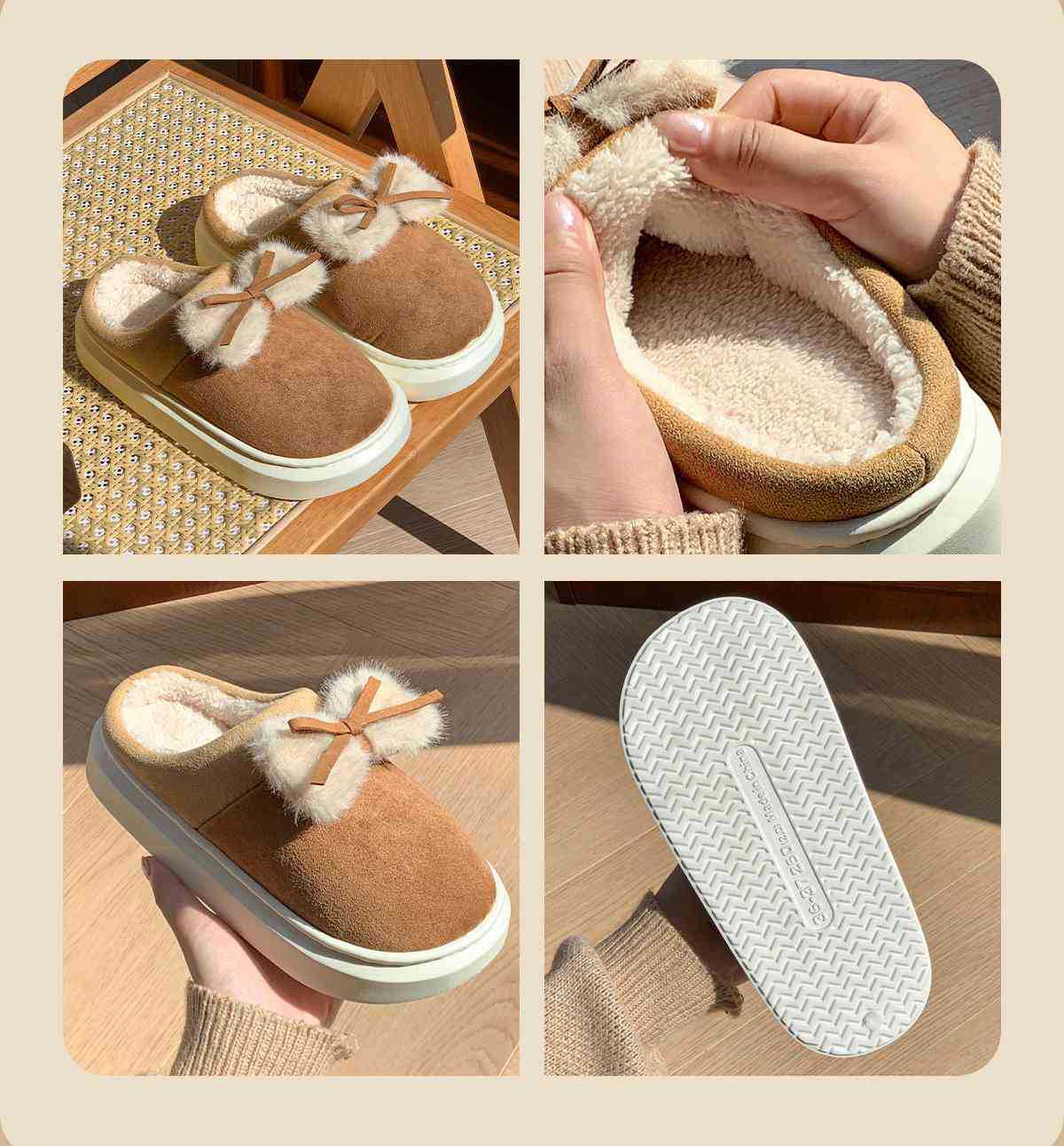 秋冬新作 ふわふわ毛付き暖か履きやすいスリッパ