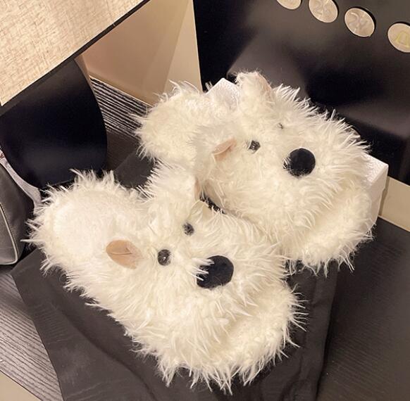 秋冬もこもこ動物ミュールスリッパ