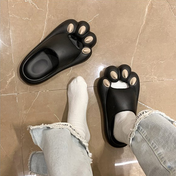 猫の肉球デザインオープントゥマッサージスリッパ