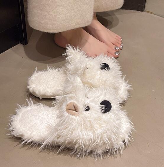 秋冬もこもこ動物ミュールスリッパ