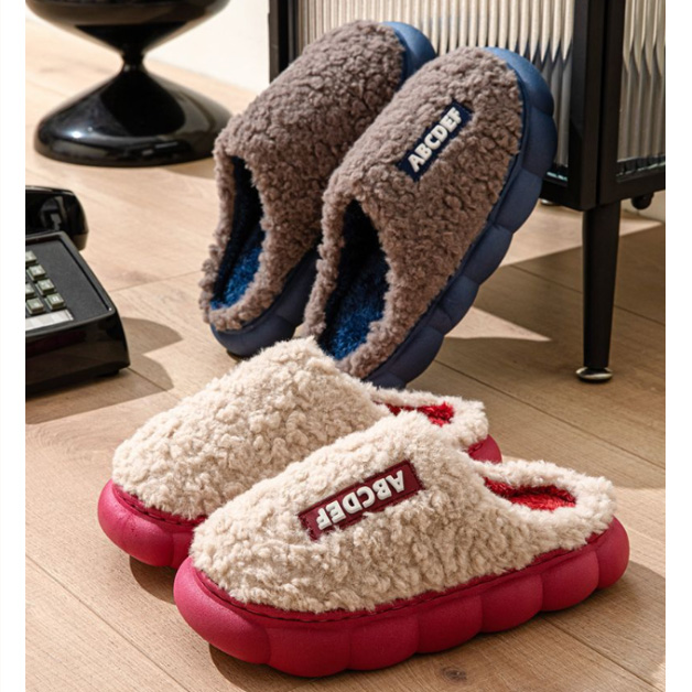 もこもこ裏起毛スリッパ厚底暖かルームシューズ男女兼用