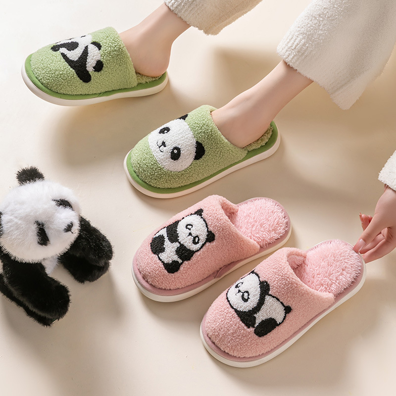 パンダ柄ふわふわルームスリッパ防寒