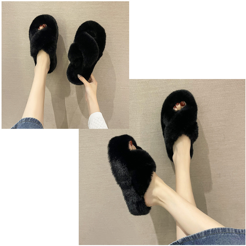 ふわもこファー スリッパ 秋冬 女性用 暖かい ルームシューズ