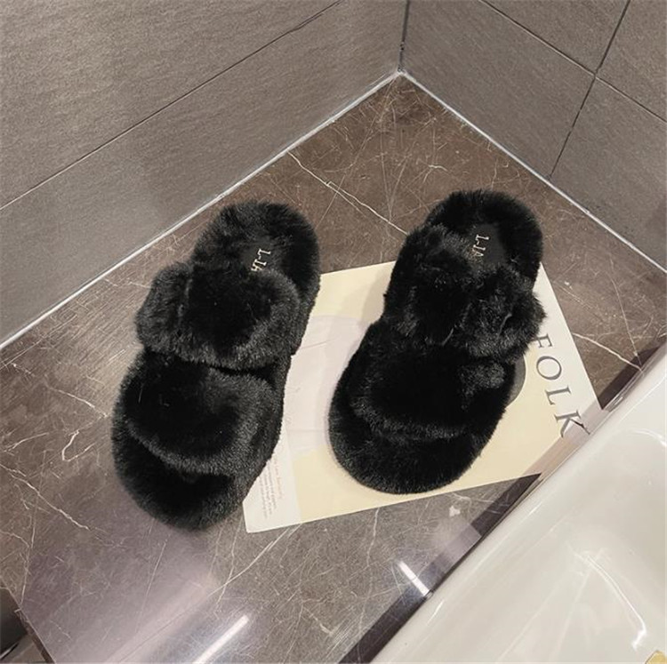 ふわふわ毛足長ファー厚底スリッパ