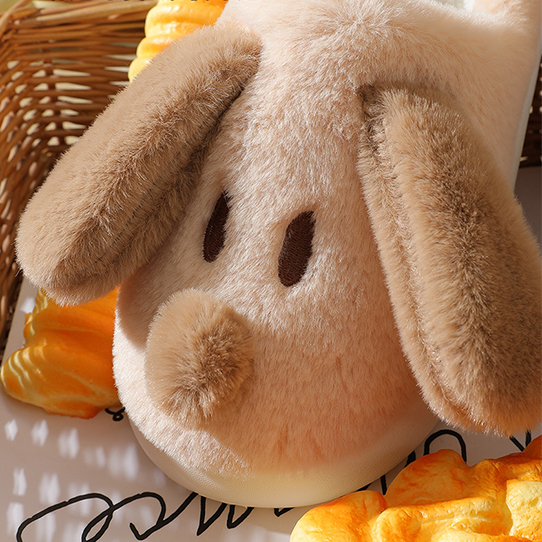 犬モチーフ ふわふわファー室内スリッパ