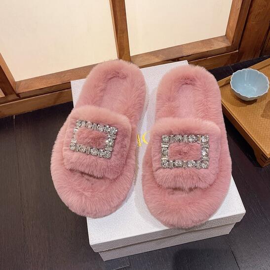 スリッパふわもこ韓国風ウール保温スリッパ