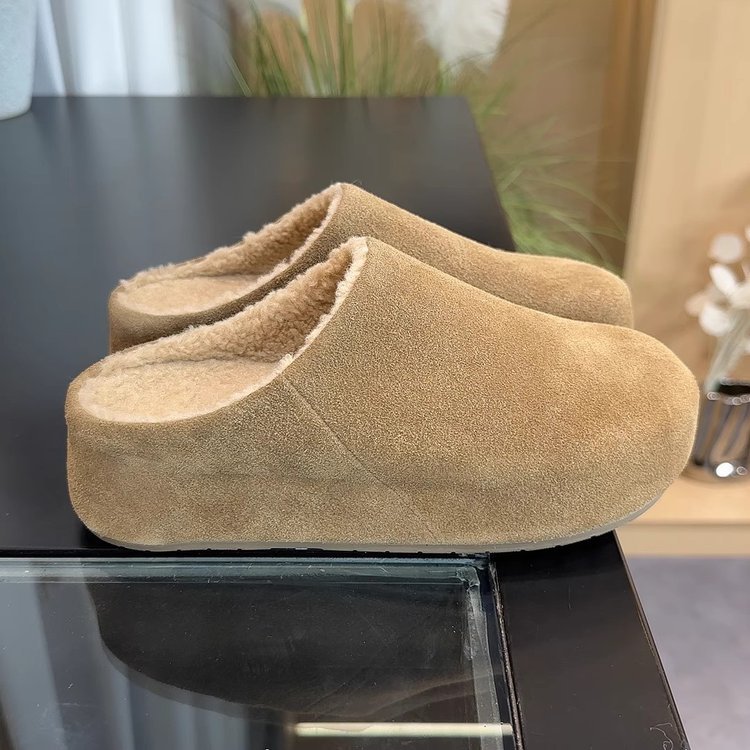 女性用ムートン調裏起毛厚底スリッパ