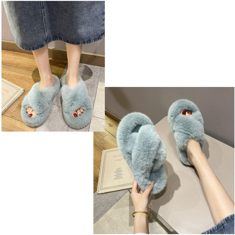 ふわもこファー スリッパ 秋冬 女性用 暖かい ルームシューズ