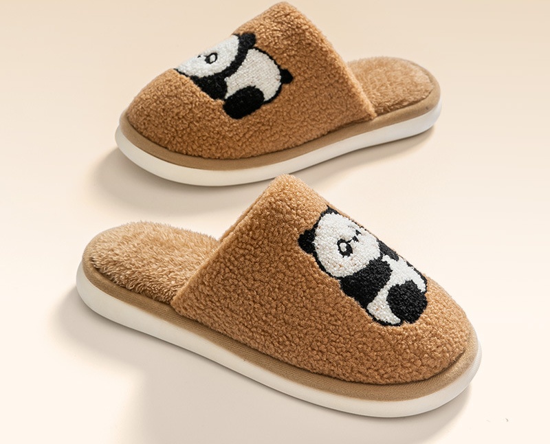 パンダ柄ふわふわルームスリッパ防寒