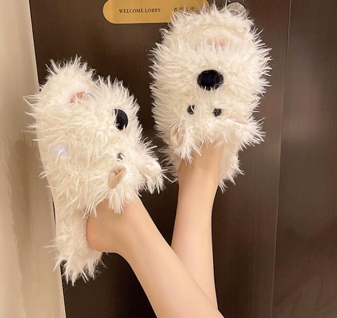 秋冬もこもこ動物ミュールスリッパ