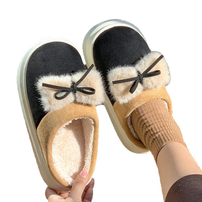 秋冬新作 ふわふわ毛付き暖か履きやすいスリッパ