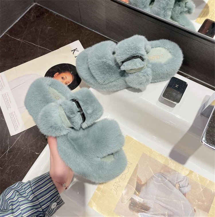 ふわふわ毛足長ファー厚底スリッパ