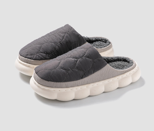 男女兼用ダイヤ柄裏起毛スリッパもこもこ暖か室内履き