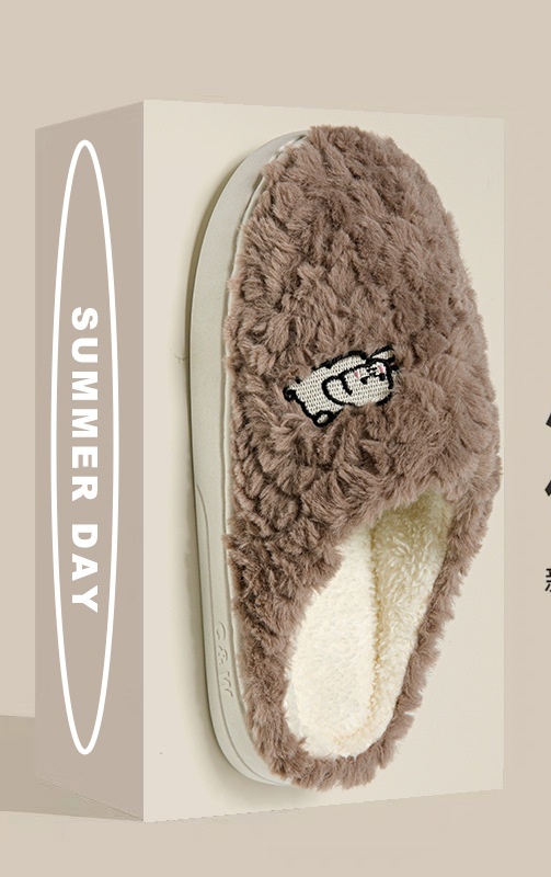 ふわふわファー付き防寒ルームスリッパ